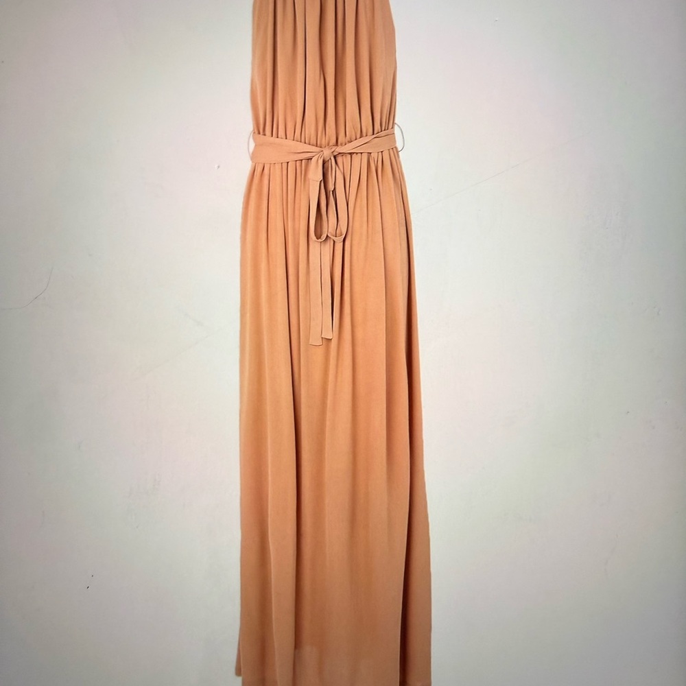 Chic Tan Maxi Dress with Belt